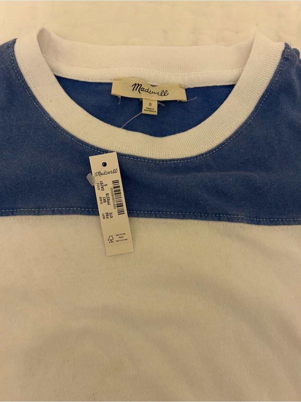 Madewell Vintage Varsity White and Blue Ringer Tee - Picture 5 of 9